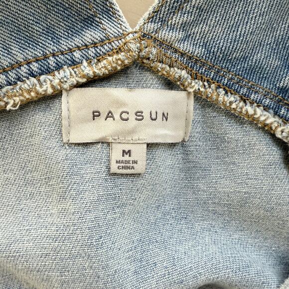 PacSun Light Blue Denim Overalls Wide Leg Baggy Fit 100% Cotton, Size Medium - Picture 3 of 16